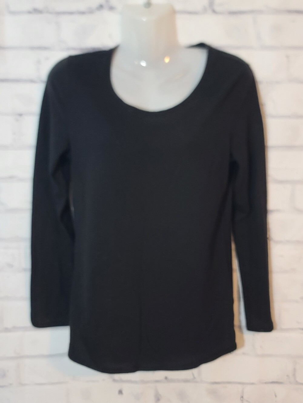No Boundaries Black Solid Scoop Neck Long Sleeve Pullover T-Shirt L